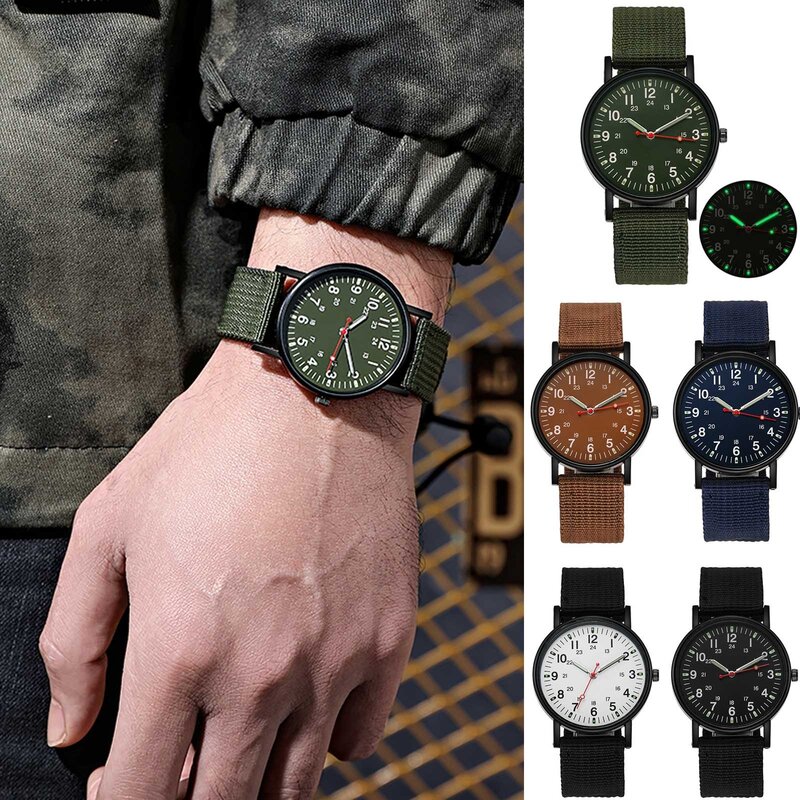 Fashion Men Watches Luminous Nylon Band Military Watch Men Army Wrist Quartz Sports Shock Wristwatches Couple Waterproof Reloj
