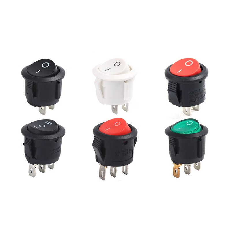 10PCS KCD1-105 Open hole 15MM ship type switch 2 pin 3 pin 3 speed 2 speed round power switch warping switch with light