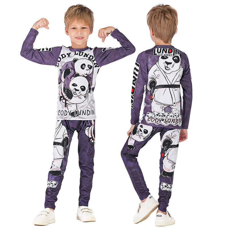Cody Lundin Spandex Uv Bescherming Broek Gym Leggings Jiu Jitsu Uniform Worstelen Shirt Voor Kinderen Bjj Set 2 Delige Sportpakken