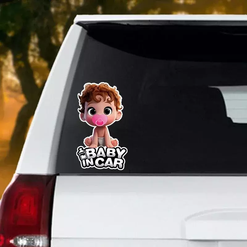 Autocollant en papier auto-adhésif drôle de personnalité, pare-chocs de bébé dans la voiture, autocollant décoratif anti-rayures imperméable sur la lunette arrière, 10cm