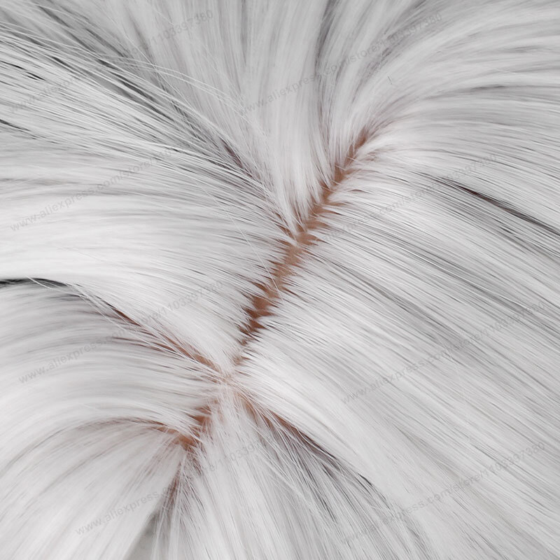 Arlecchino Wig Cosplay, Wig sintetik tahan panas Anime rambut hitam panjang 83cm putih