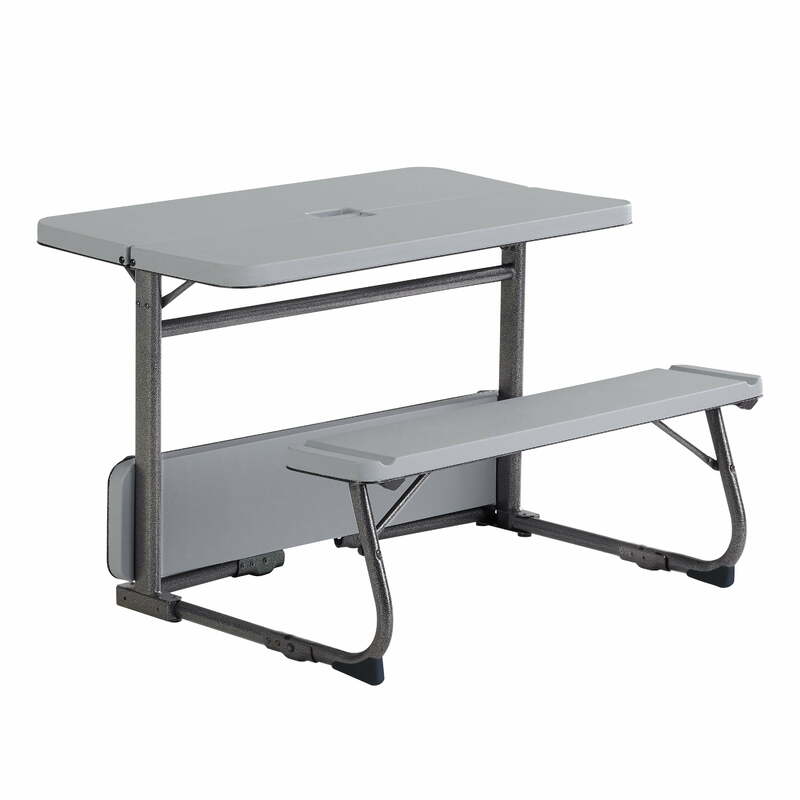 طاولة أنشطة للأطفال مع سطح نسيج رمادي ، فولاذ وبلاستيك ، 33.11 بوصة × 40.94 بوصة × 21.85 بوصة