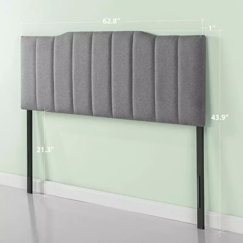 Headboard grey upholstered channel stitched headboard wall-mounted upholstery foam, large