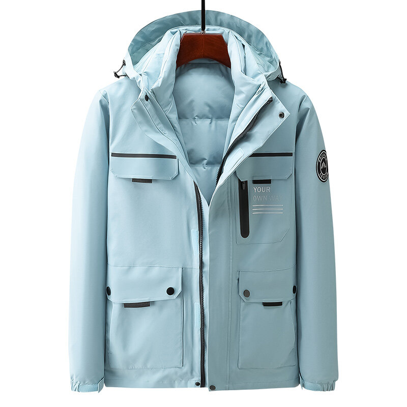 쓰리인원 야외 다운 재킷, 겨울 후드 집업, 따뜻한 두꺼운 스키 스포츠, 방수 방풍 퍼퍼 재킷, 커플 바람막이