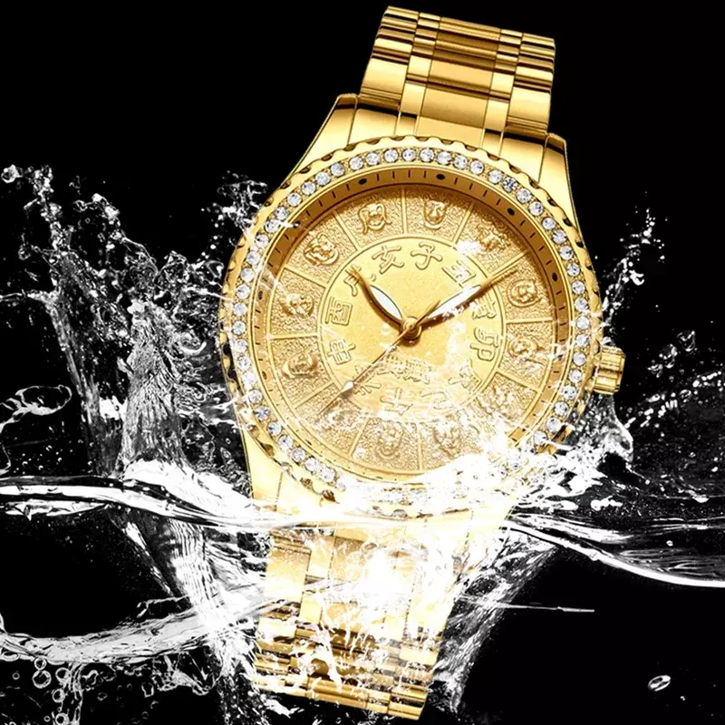 Nibosi-relógio de pulso de quartzo masculino e feminino, à prova d'água, luxo, ouro, marca superior, para casal