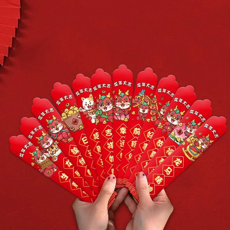 12 sztuk/pudło 2024 roku smoczej loterii pudełko z niespodzianką czerwone koperty szczęśliwe pieniądze koperty prezentowe czerwone opakowanie noworoczny prezent