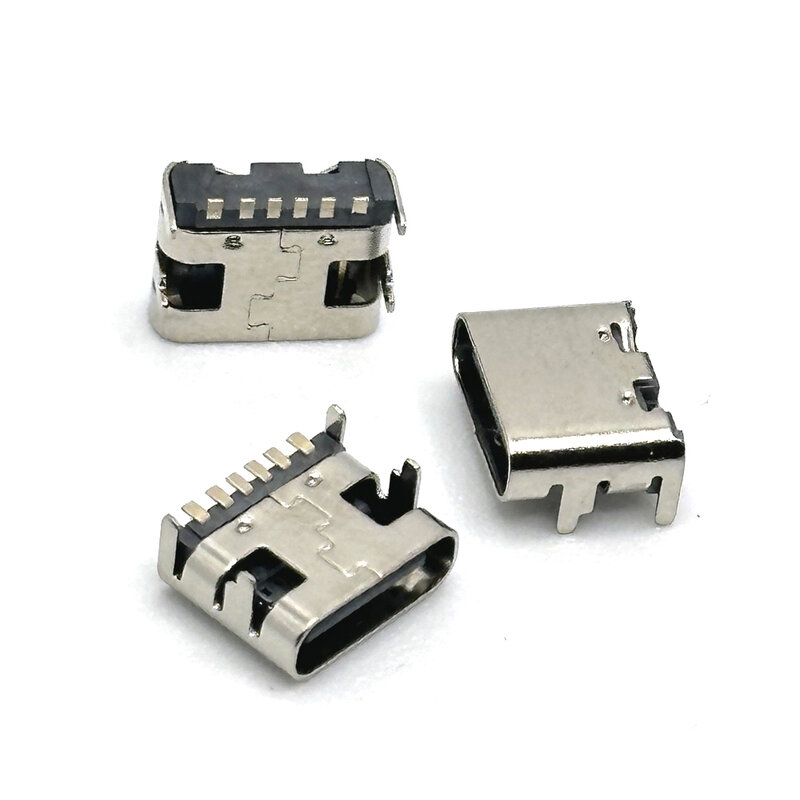 6-Pins Type C Usb Smt Socket Connector Usb 3.1 Type-C Vrouwelijke Plaatsing Smd Dip Voor Pcb Design Diy Hoge Stroom Opladen