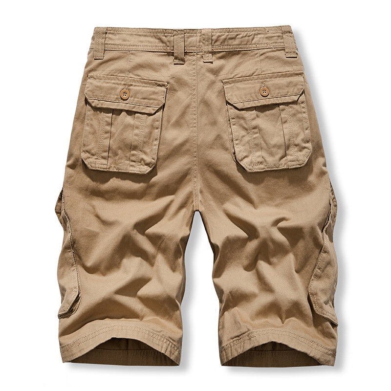 Shorts de algodão confortável masculino, multi bolsos, calças de Bermuda, fashion