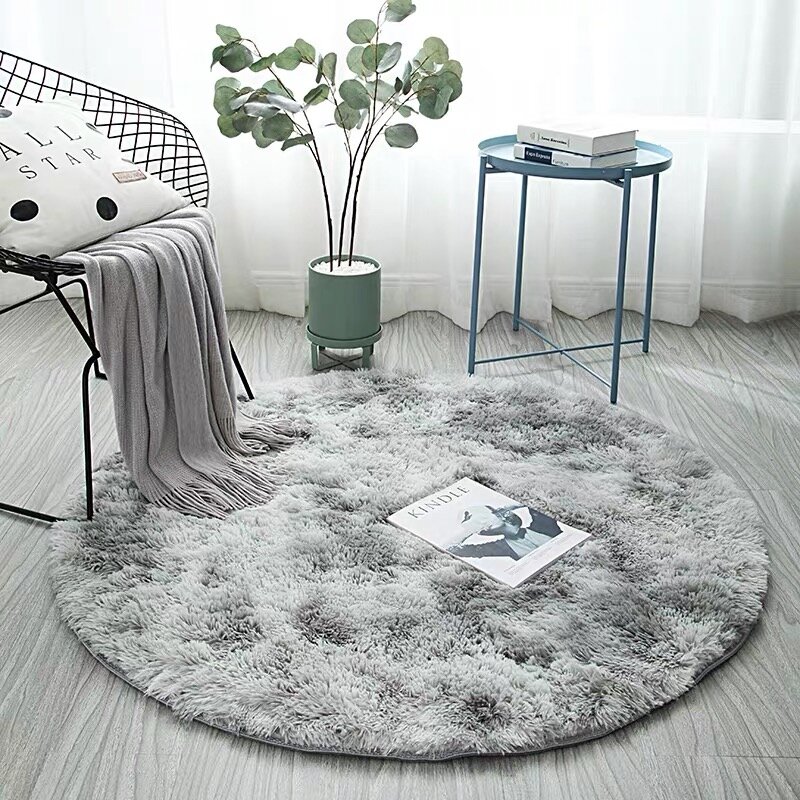 2023 New Nordic Style Round Carpet Living Room Home Rug Decoration Comfortable Soft Color Gradient Versatile Design Non Slip Pad