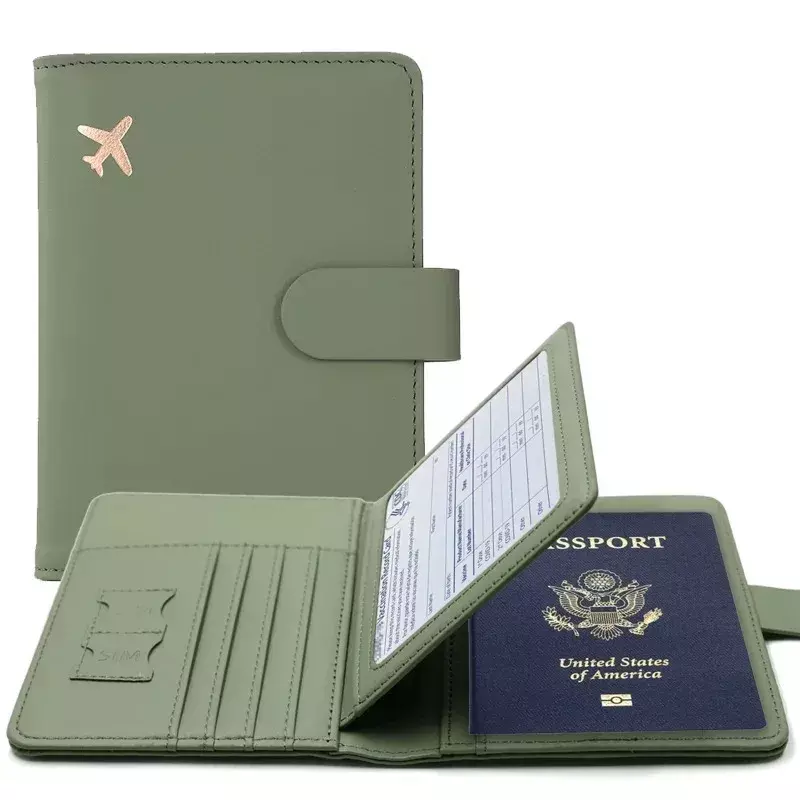 غطاء جواز سفر بولي Leather جلد رجل إمرأة جواز سفر حامل مع حافظة بطاقات الائتمان محفظة حامي غطاء