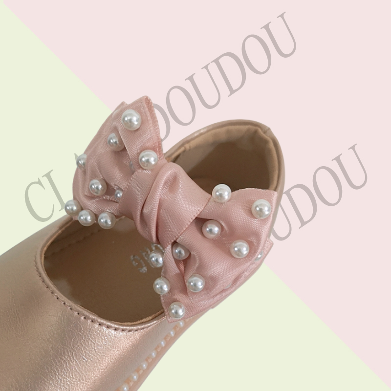 11.5-15.5cm Marca Infantil Baby Girls Soft Sole Bowknot Princesa Vestido de Noiva Flats Prewalker Newborn Pearls Toddler Autumn Shoes