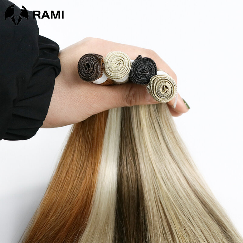 Ekstensi rambut manusia pakan Genius bundel rambut ringan lurus tidak terlihat untuk wanita 100G rambut palsu ditarik ganda rambut alami