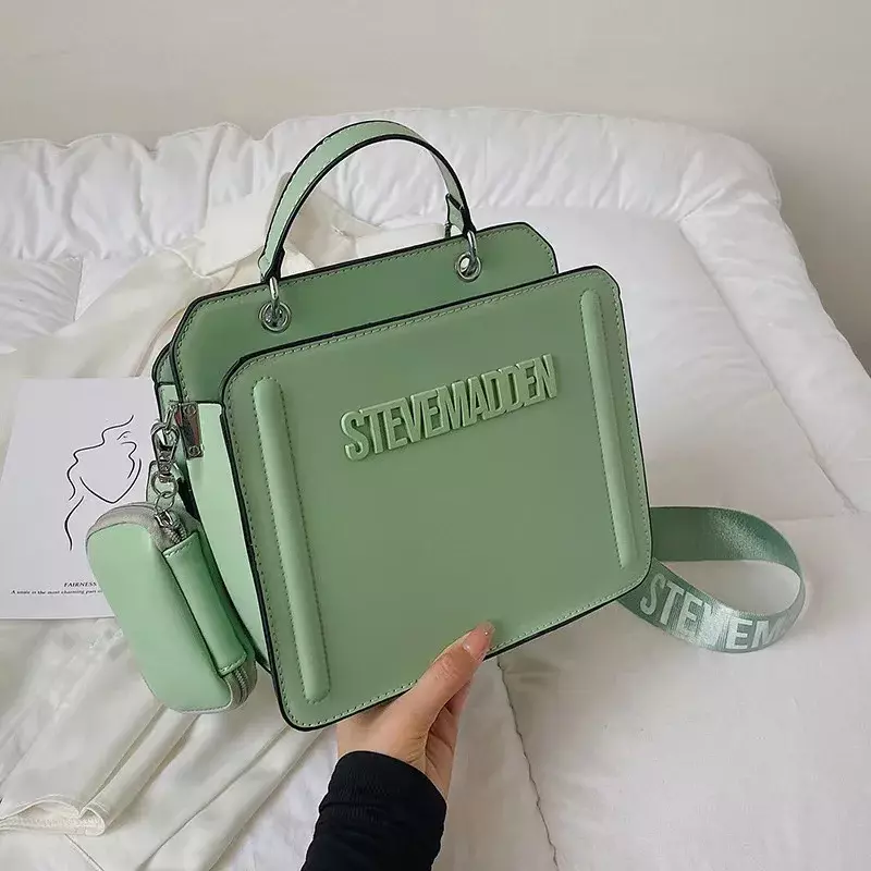 Steve maden-女性用ソフトレザーハンドバッグ、トレンディでファッショナブル、レターシェイプ、小さな正方形のバッグ、夏、新しい、ベース、2023