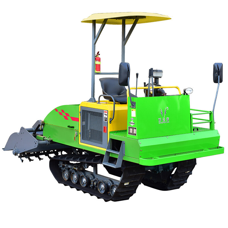 Kultivator Rotari Diesel Sawah Besar Multifungsi Ditching, Bajak Pertanian Crawler Bergerigi Penggerak Empat Roda Membajak