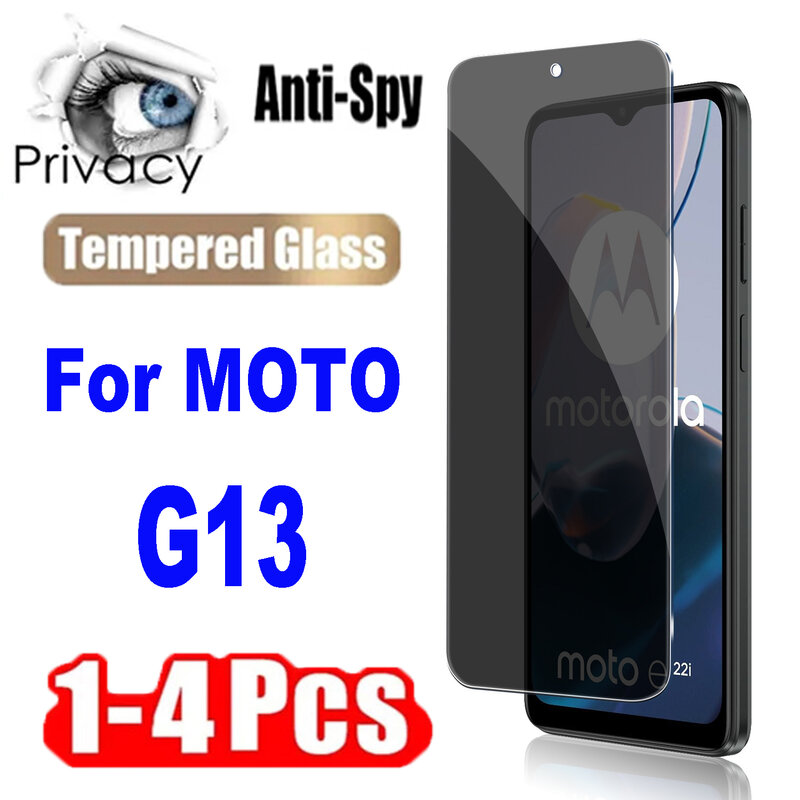 1-4 pezzi di vetro temperato protettivo per la Privacy per Motorola Moto G13 proteggi schermo Anti-spia pellicole in vetro