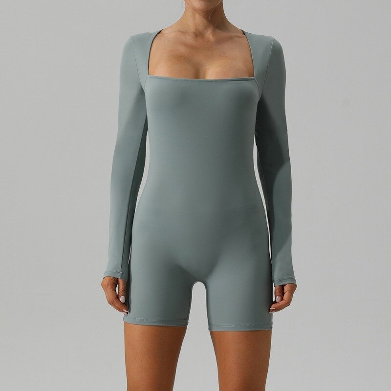 Neue lässige weibliche Overall sexy Slim Fit Yoga Bodysuit Langarm Ballett Tanz einteilige Bodysuit S-XL