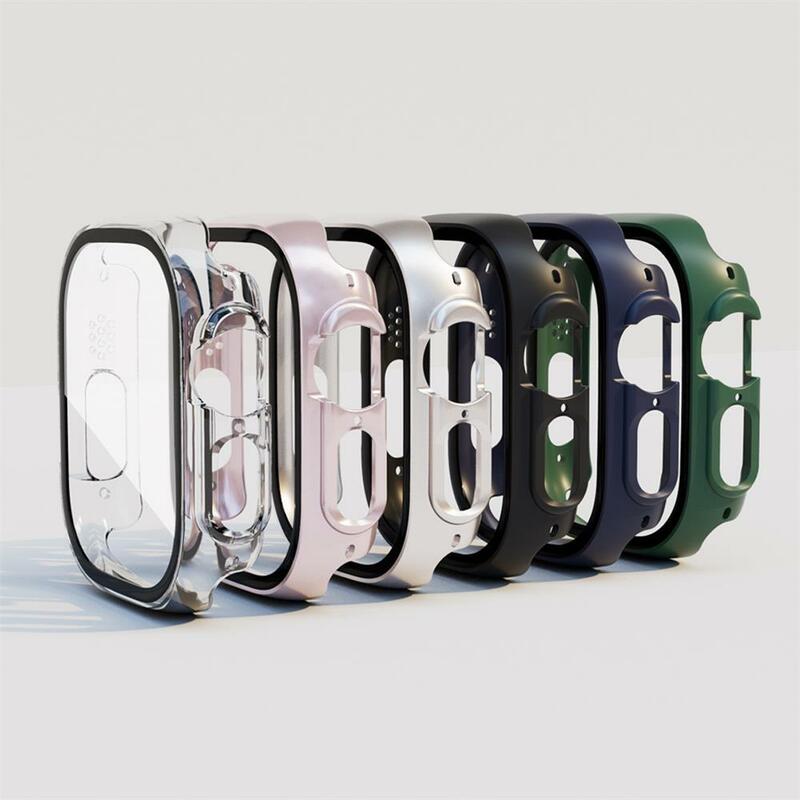 2 in 1 Glass PC Case For Apple Watch Ultra 49mm Cover Screen Protector Tempered Glass + Bumper Shell For Apple Watch Ultra 49mm