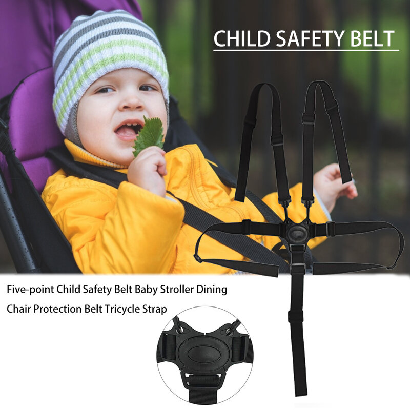 Arnés de 5 puntos para silla alta de bebé, cinturones de seguridad para silla alta, cinturón para cochecito de bebé, accesorios universales # WO