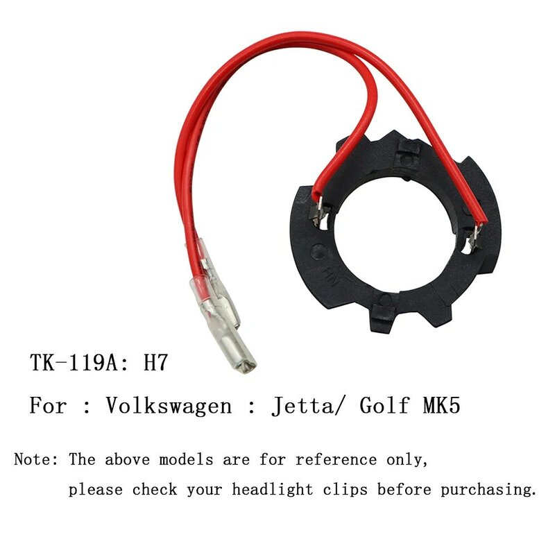 Suporte base do bulbo do farol do carro LED, soquete do adaptador para Volkswagen TK-119A, H7, 2pcs