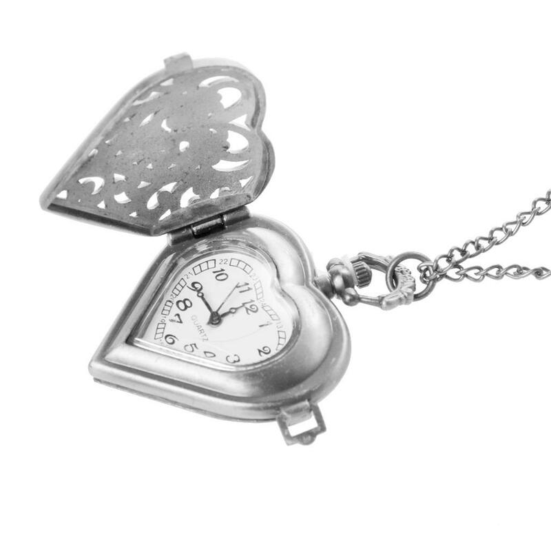 Steampunk serce wisiorek medalion zegarek kieszonkowy naszyjnik Ladeis