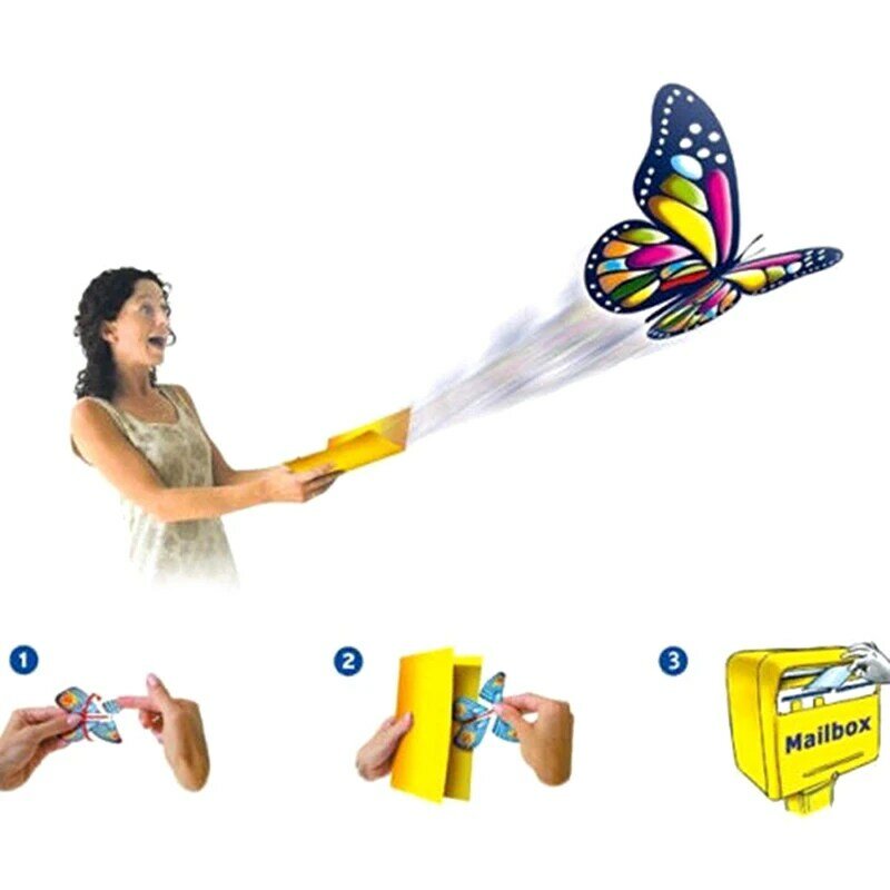Brinquedo de cartão voador borboleta com mãos vazias, Borboleta solar, Transformação do casamento, Truques de mosca, Adereços mágicos, 1pc