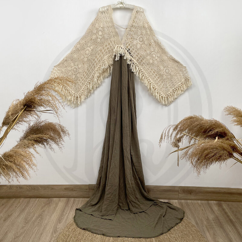 Sukienka do fotografii ciążowej Don & Judy Boho szydełkowana bawełniany szal kobiety w ciąży Babyshower sesja zdjęciowa rekwizyty imprezowa suknia plażowa