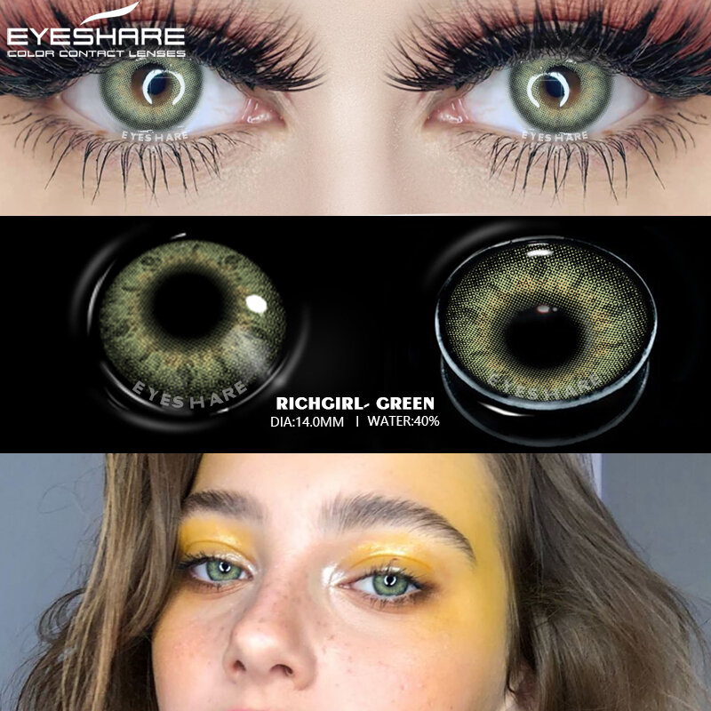 Lentillas de Color para ojos, 2 piezas, lentillas de Color azul Natural, belleza anual, lentillas cosméticas verdes
