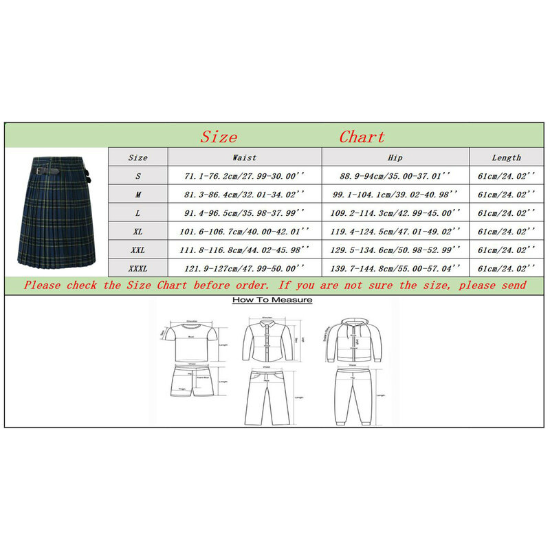 Falda corta tradicional para hombre, falda de tartán Highland, Kilt práctico