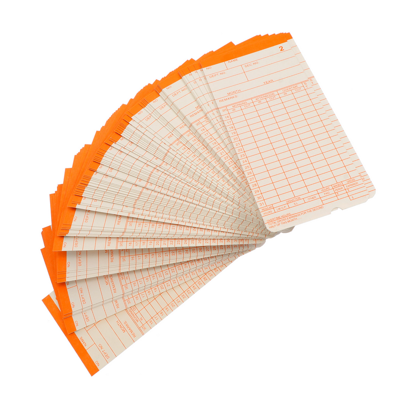 Tarjeta de prueba de 100 hojas, registro de tiempo de asistencia de almacén para tarjetas de empresa de oficina, papel genuino, inglés, Timecard