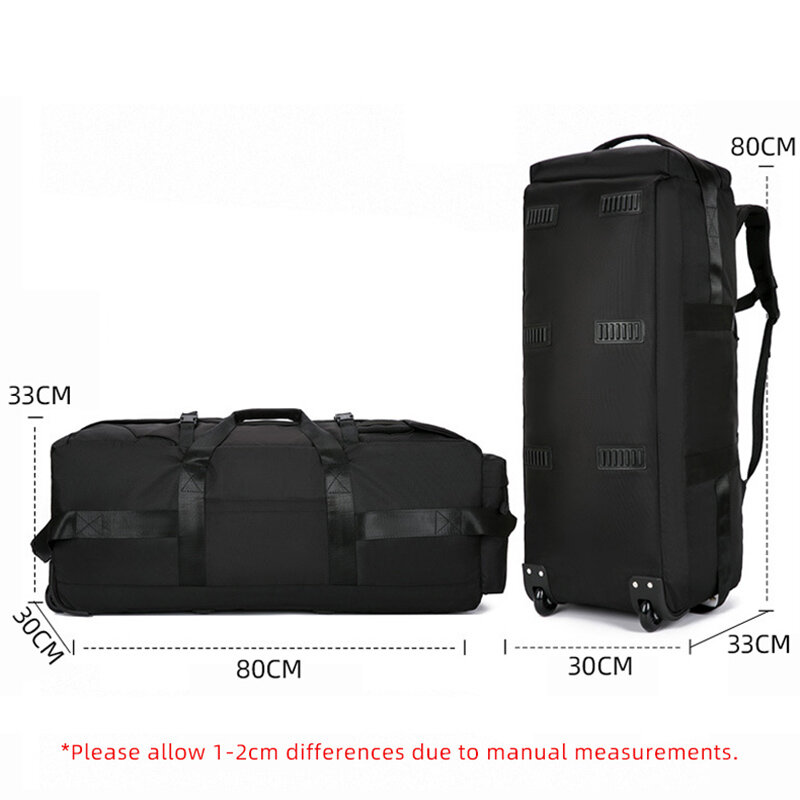 Sacos de rodas de viagem dobráveis com roda, Unisex Universal Travel Bag, Bolsa de armazenamento de bagagem de grande capacidade