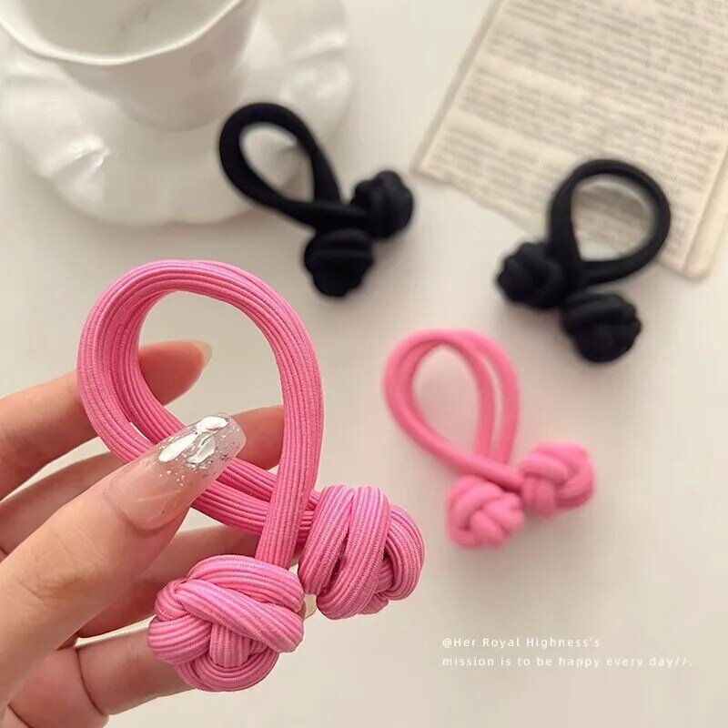 French High Elasticity Dopamine Girl Rubber Band Hair Rope High Ponytail Simple Fixed Women's Twisted Buckle Hair Loop