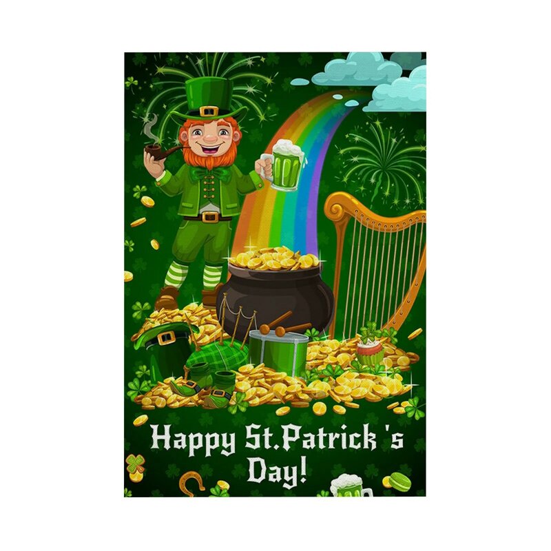 Bendera taman Selamat Hari St. Patrick'S dekorasi GNOME 12x18 inci dekorasi kain Maison hari Irlandia dekorasi pesta dekoratif rumah
