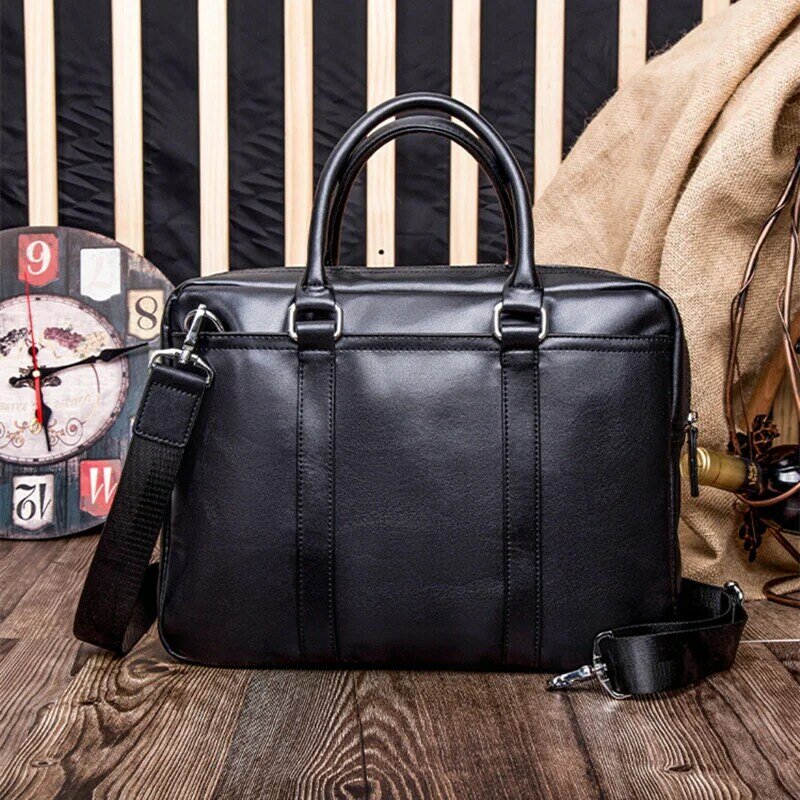 Business Men's Briefcase Leather Handbag Casual Shoulder Messenger Bag High Capacity Computer Laptop Tote Bag Male File Bag