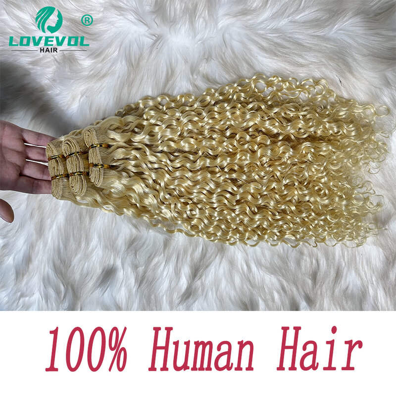Lovevol-Water Wave Pacotes de cabelo humano, não transformados Virgin Weave, Curly Wave, Extensões, Cor 613, 12 "a 26", 100g por pacote