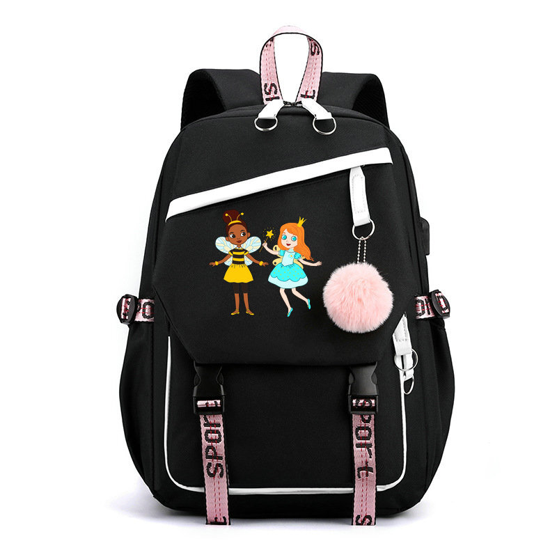 Uroczy wzór plecak z ładowarką USB dla dziewcząt szkoła torba dla nastolatki płócienny plecak do laptopa kobiet plecak