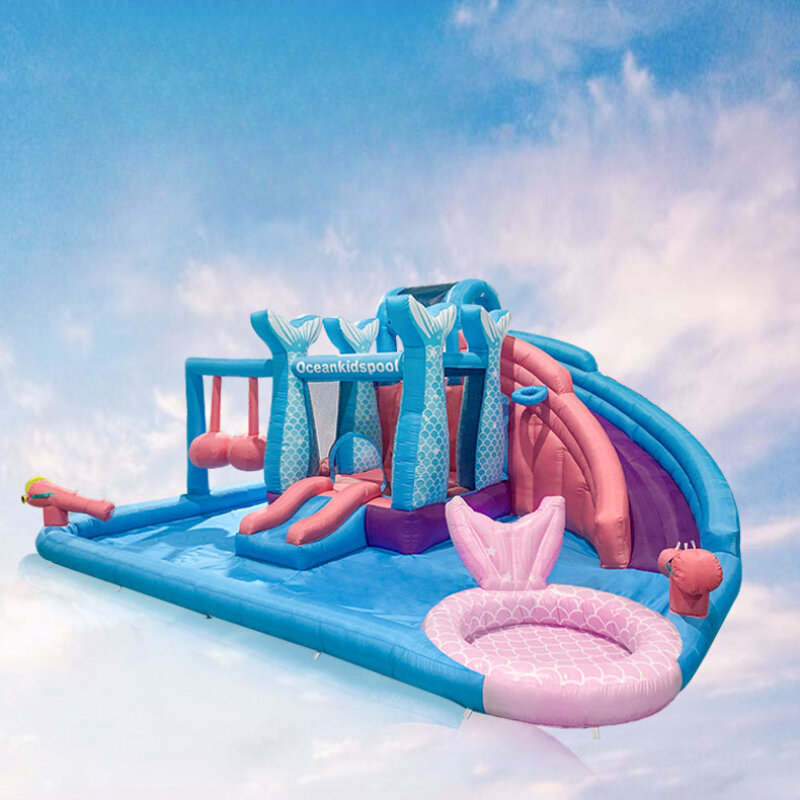 Castillo inflable con temática oceánica, tobogán para el hogar, patio de juegos al aire libre, juguete para niños, muebles para niños