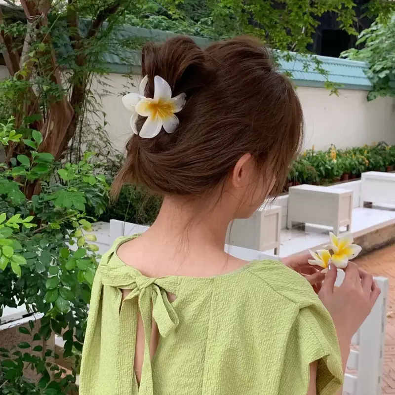 1-6 sztuk słodki gradientowy kwiat akrylowe spinki do włosów dla kobiet dziewczynki spinki do włosów letnia plaża hawajskie nakrycia głowy akcesoria do włosów