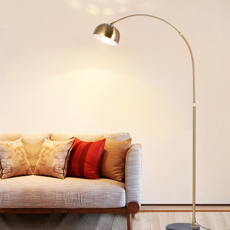 Modern Electroplating Adjustable Fishing Rod Marble Base Floor Lamp Living Room Bedroom Remote Control Decorative LED Light