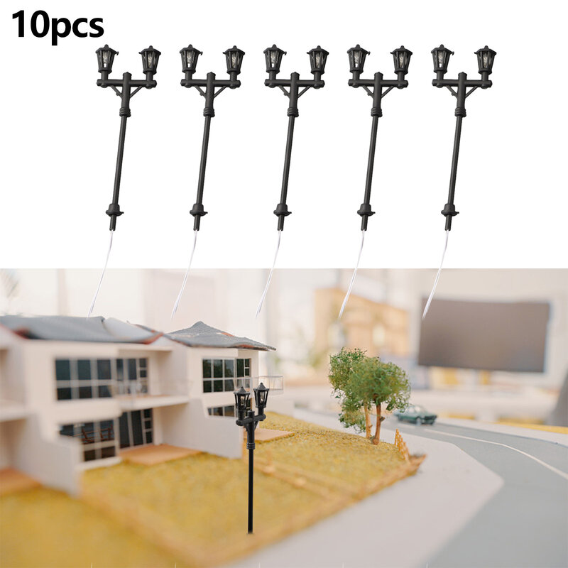 10Pcs Model Street Lights Scale 1:100 Railway LED Lamppost Patio Garden Lamps Playground Scenery Lamps Lighting Home Decoration