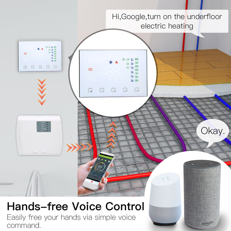 スマート温度コントローラー,wifi付き電気/ガス給湯器,Alexa,Google