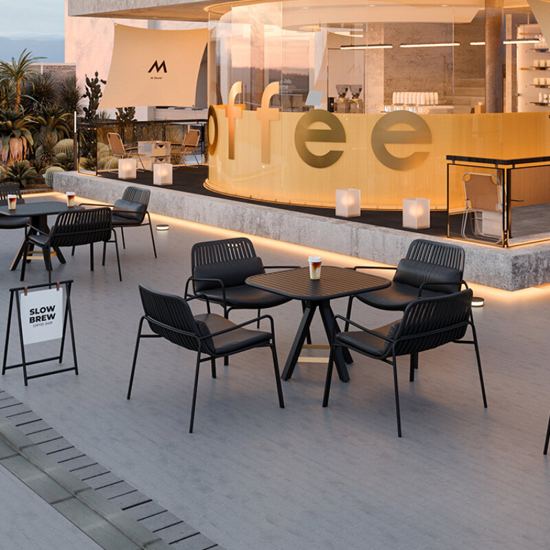 Sofá y silla Basho para exteriores, combinación de mesa y silla comercial, bar, tienda de postres, tienda de té con leche, bar transparente