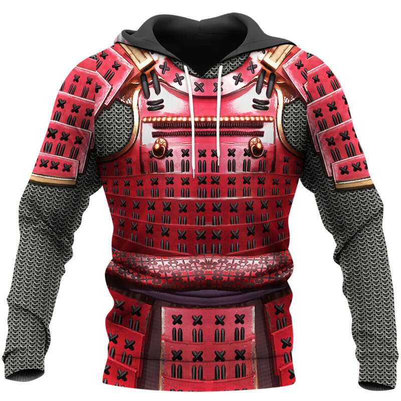 Samurai Armor Soldier Cosplay T-shirt para homens, 3D todo o Hoodie impresso, Hoodies com zíper, Shorts Tops, Pulôver Jumper, Vestuário Traje