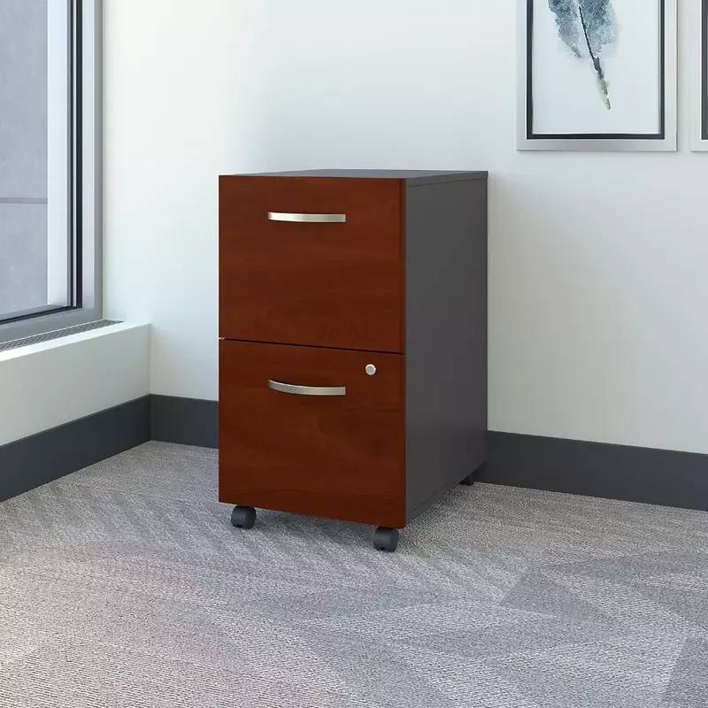 2 Drawer Rolling File Cabinet in Hansen Cherry - Assembled Office Accessories Filing Cabinets Furniture