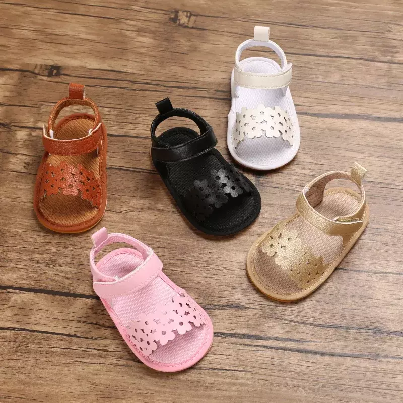 Сандалии для новорожденных девочек, Нескользящие, дышащие, летняя обувь для начинающих ходить принцесс