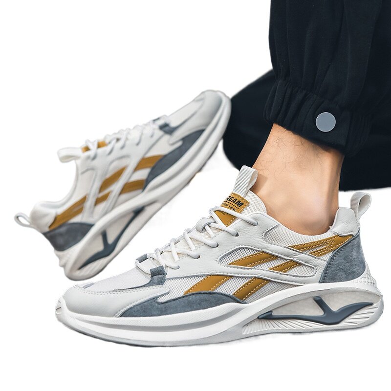 Новинка 2024, мужская повседневная спортивная обувь, модные дышащие удобные кроссовки для бега, модная Корейская версия мужской обуви в стиле ретро