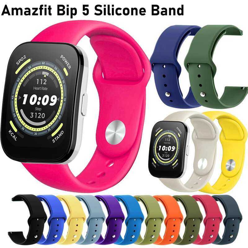 22มม. ซิลิโคน BIP 5สายสำหรับ amazfit BIP 5สายเปลี่ยน smaerwatch สายรัดข้อมือนุ่มสายนาฬิกาข้อมือ amazfit Bip5