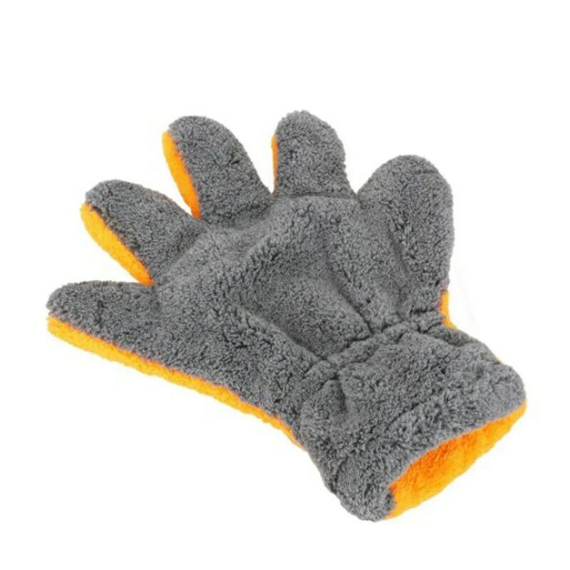 Guantes de fibra Superfina para lavado de coche, manoplas suaves de fibra sintética para limpieza de manos pequeñas, color gris y naranja, 29x25CM