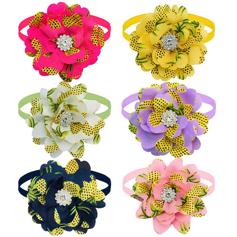50 шт., галстуки-бабочки для собак, с большими цветами