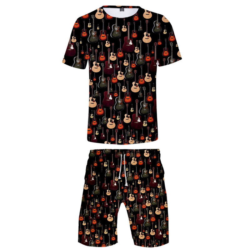 Kurzarm shorts anzug männer und frauen kleidung der flamme blende Mode reine baumwolle Hosen T-shirt set 3D digital printing33