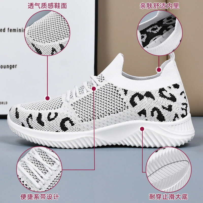 Women's shoes 2024 summer new breathable single shoe flying knitting sports shoes Korean version of casual running shoes